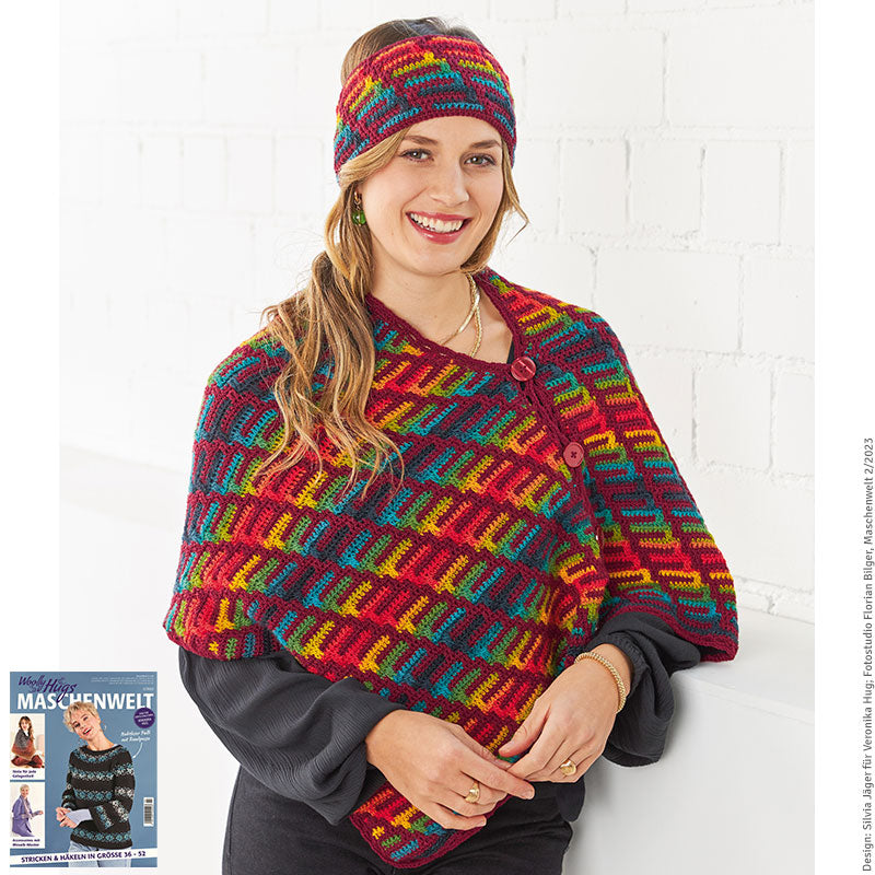Damenponcho mit Stirnband "Merino Silk Socks & Year Socks" LK4666